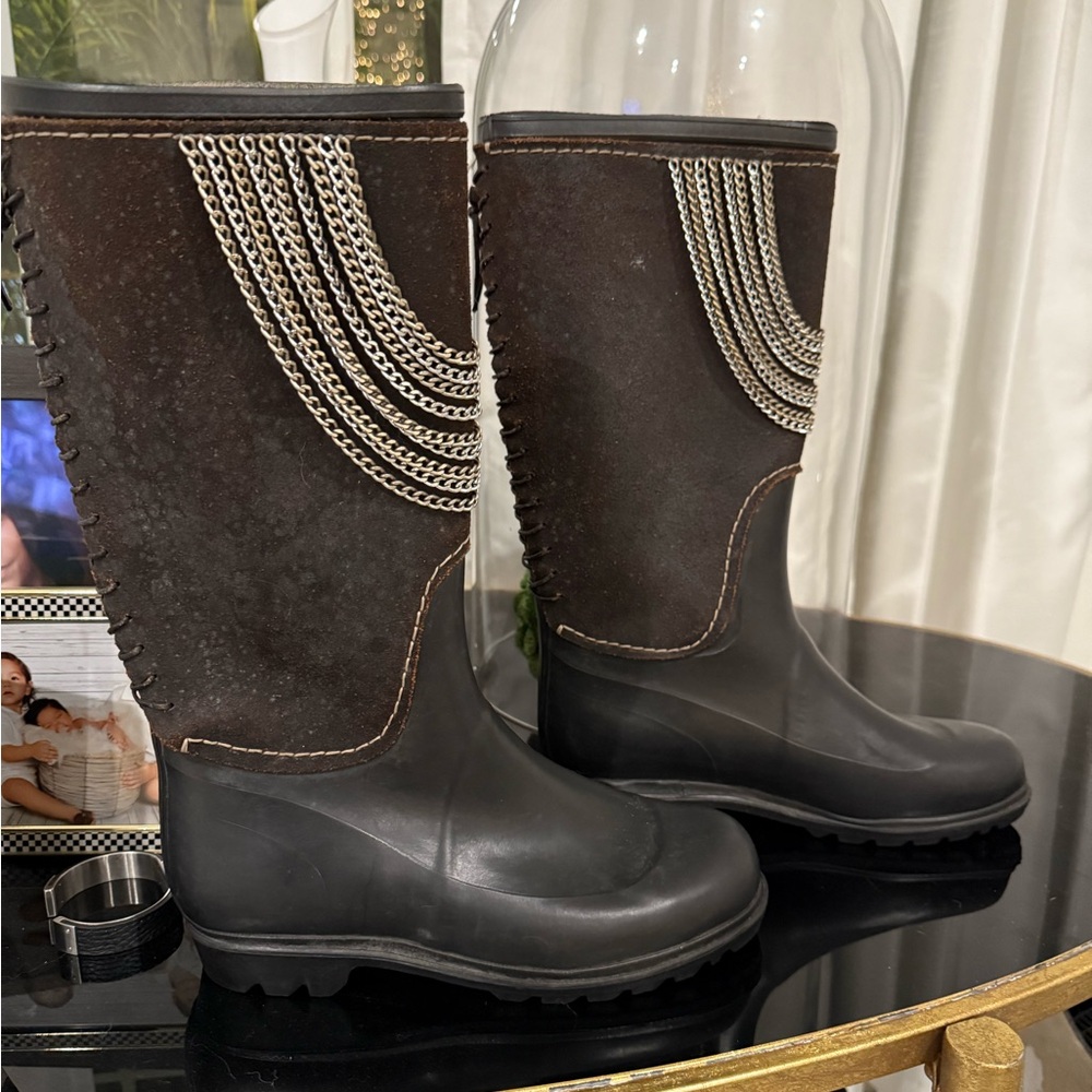 Trans - Parents Italy made Black and Brown Chain-Embellished Boots made in Italy